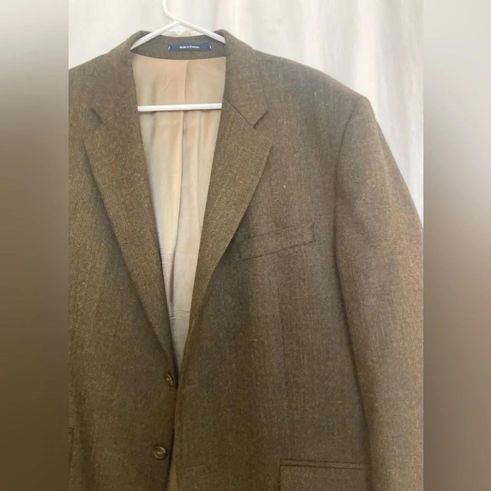 Chaps by Ralph Lauren Brown Blazer Sports Jacket 100% Lambswool Size 46R